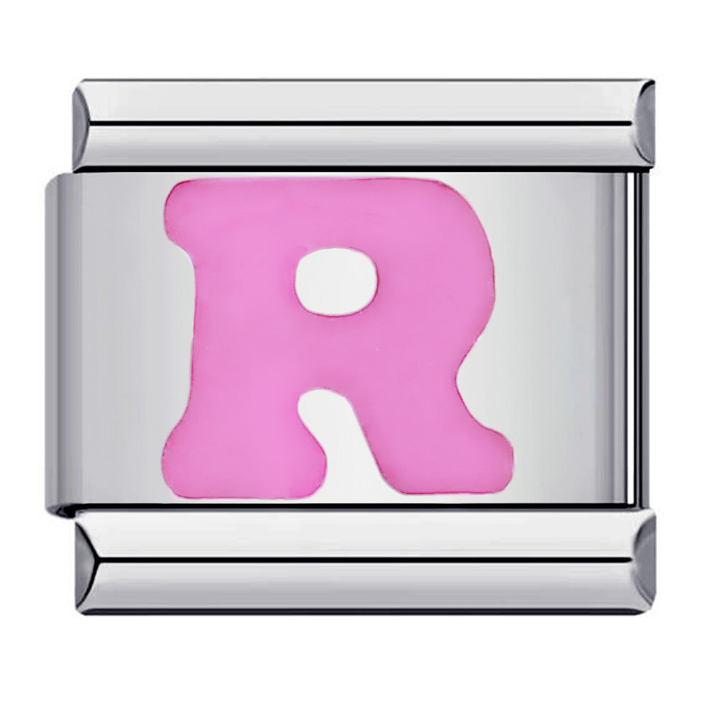 Pink A-Z Italian Modular Bracelet – Custom Stainless Steel Links