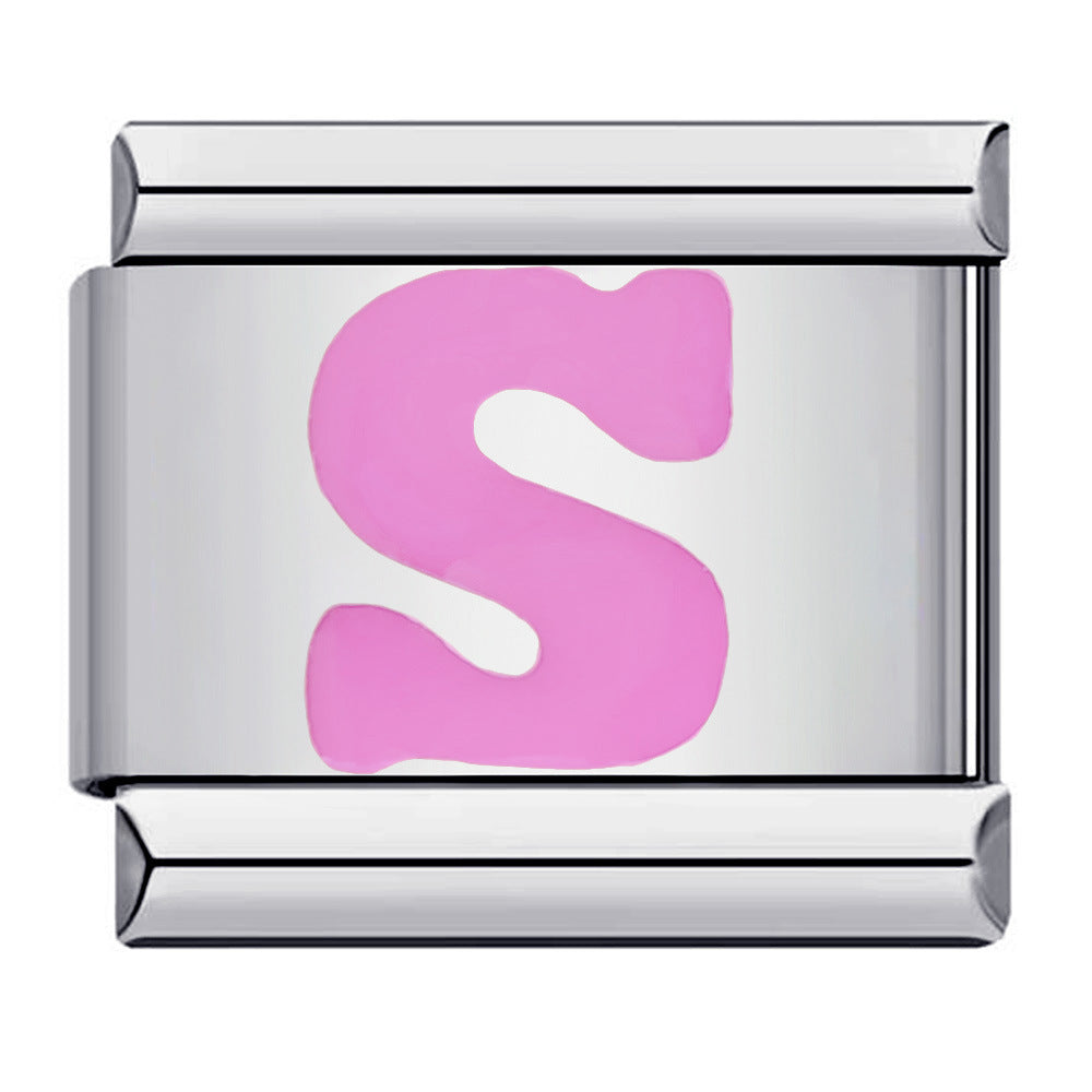 Pink A-Z Italian Modular Bracelet – Custom Stainless Steel Links