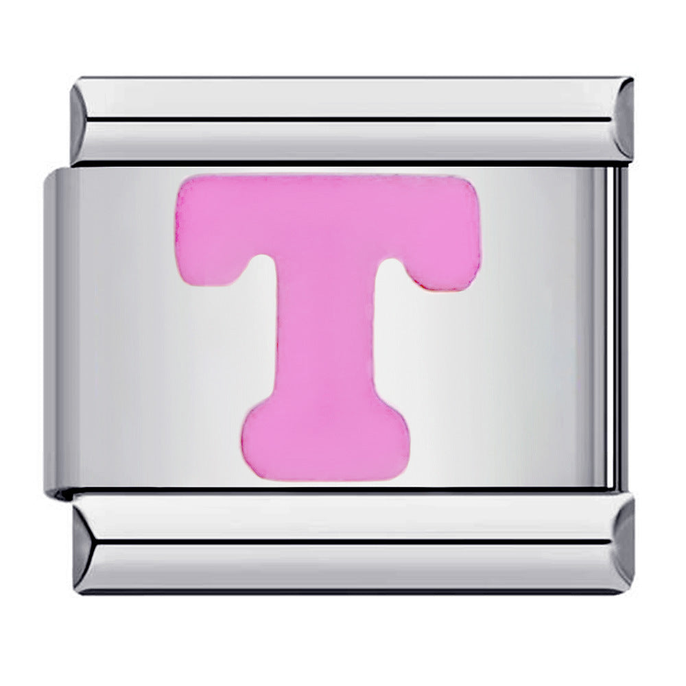 Pink A-Z Italian Modular Bracelet – Custom Stainless Steel Links