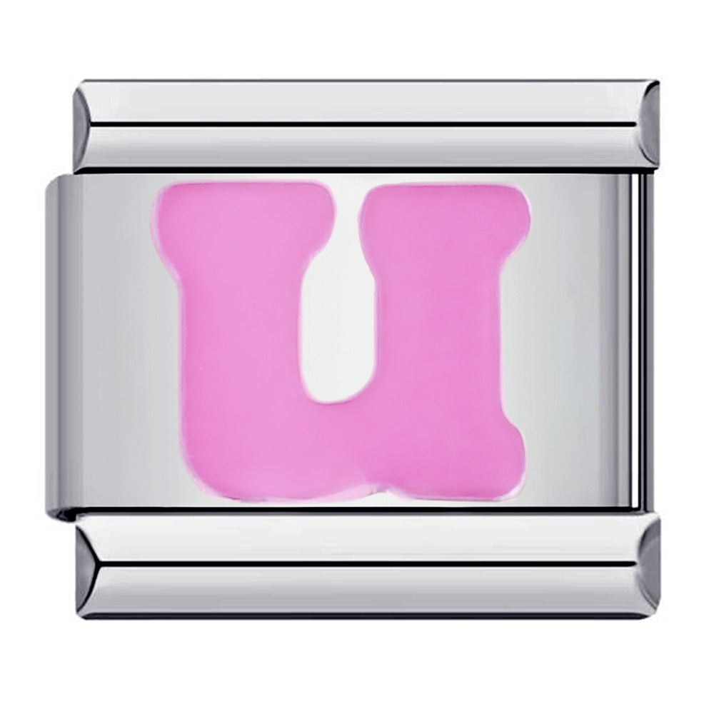 Pink A-Z Italian Modular Bracelet – Custom Stainless Steel Links