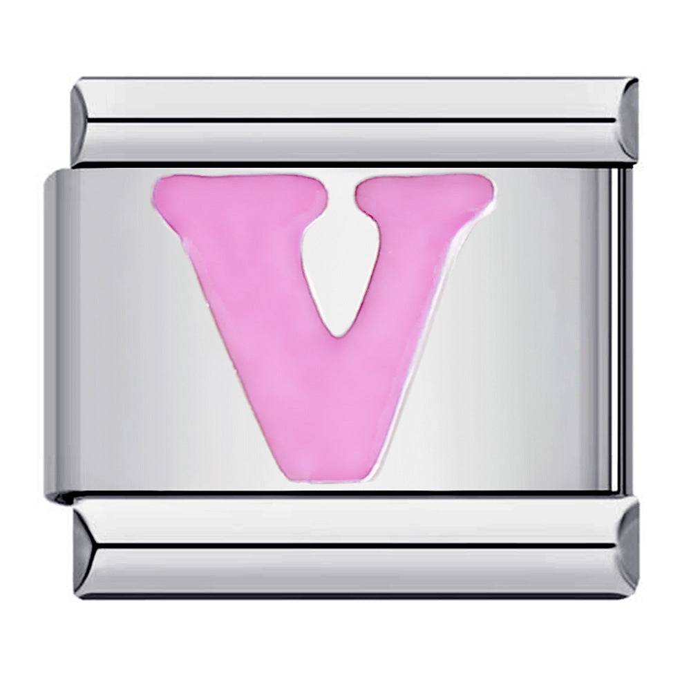 Pink A-Z Italian Modular Bracelet – Custom Stainless Steel Links