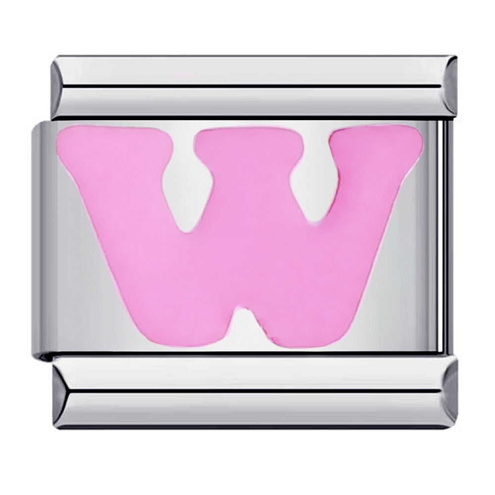 Pink A-Z Italian Modular Bracelet – Custom Stainless Steel Links