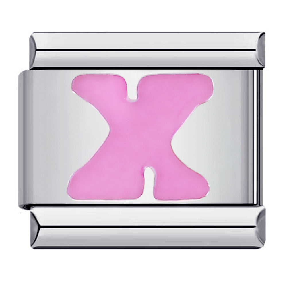 Pink A-Z Italian Modular Bracelet – Custom Stainless Steel Links