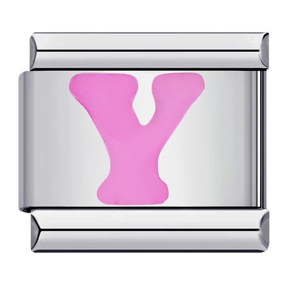 Pink A-Z Italian Modular Bracelet – Custom Stainless Steel Links