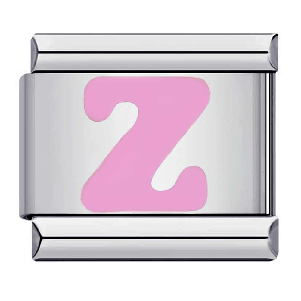 Pink A-Z Italian Modular Bracelet – Custom Stainless Steel Links