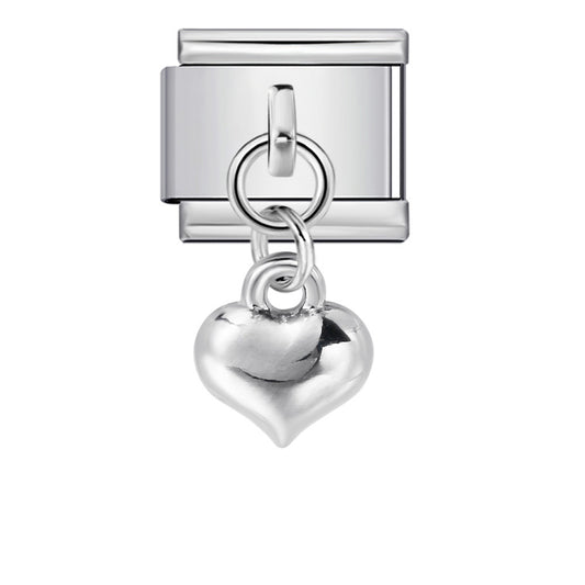 Silver Heart Italian Charm Link 9mm Minimalist Bracelet Module