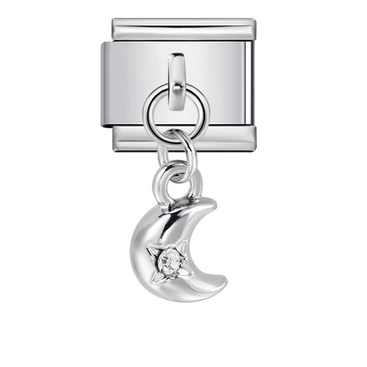 Silver Moon Italian Charm 9mm | Celestial Bracelet Link