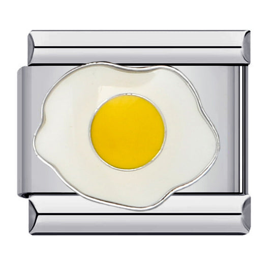 Fried Egg Italian Charm 9mm Sunny Side Up Enamel Link