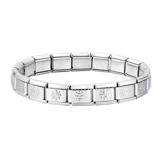 Sun silver italian stainless steel bracelet
