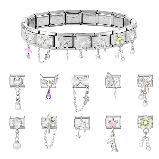 Sweet Series Italian Charm Modular Bracelet Stainless Steel DIY