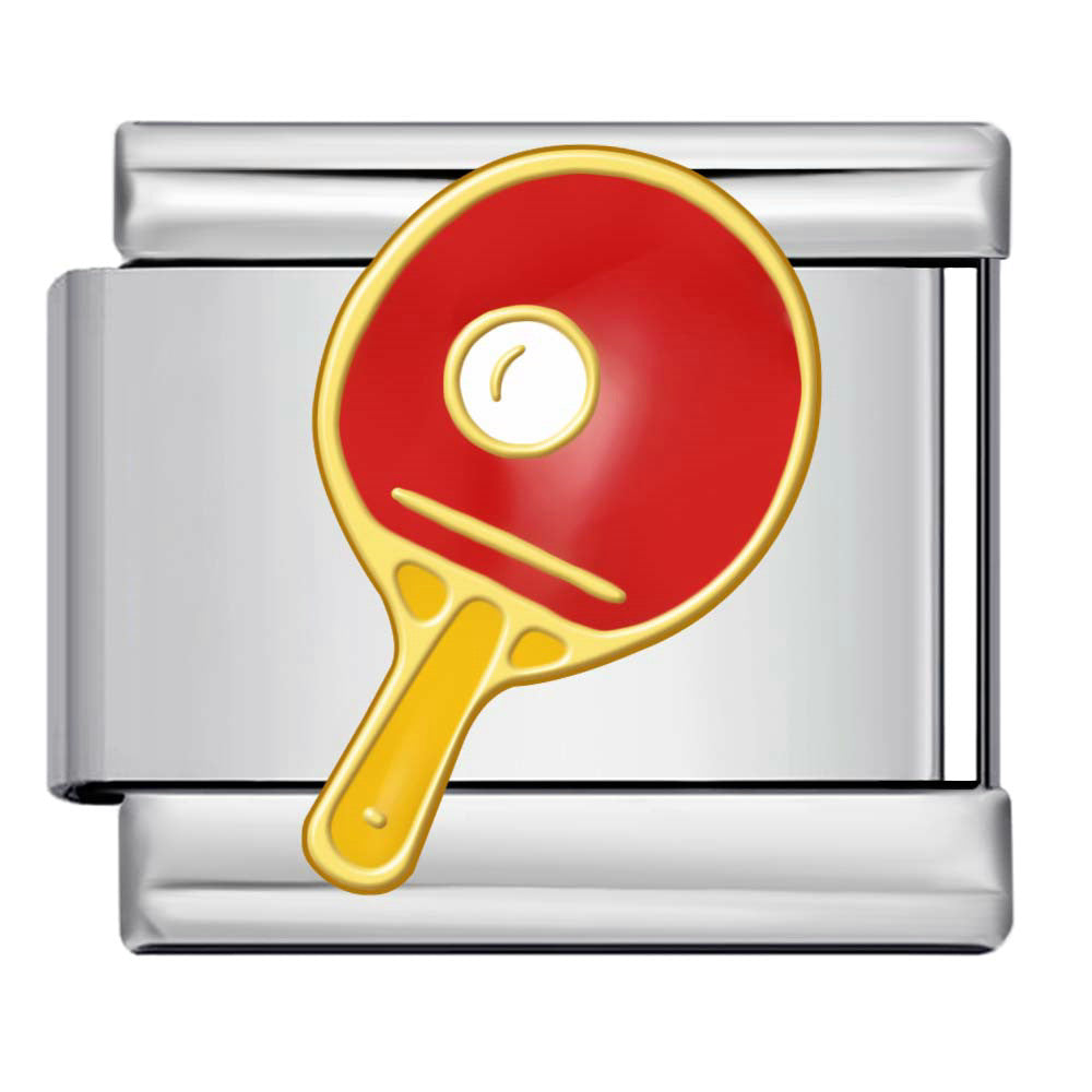Table Tennis Paddle Silver Italian Modular Bracelet Charm