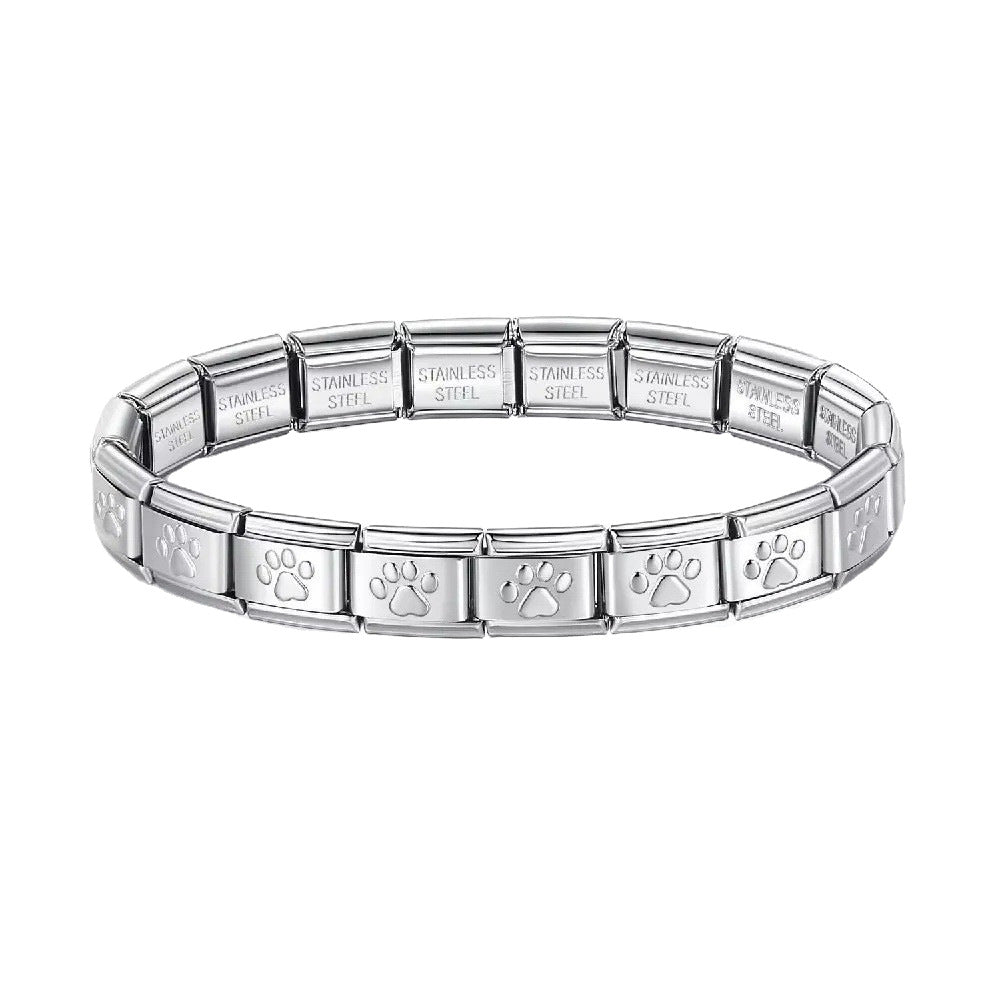 Cute Dog's Paw Silver Italian Stainless Steel Bracelet