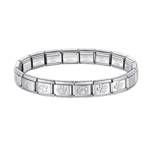Cute Dog's Paw Silver Italian Stainless Steel Bracelet