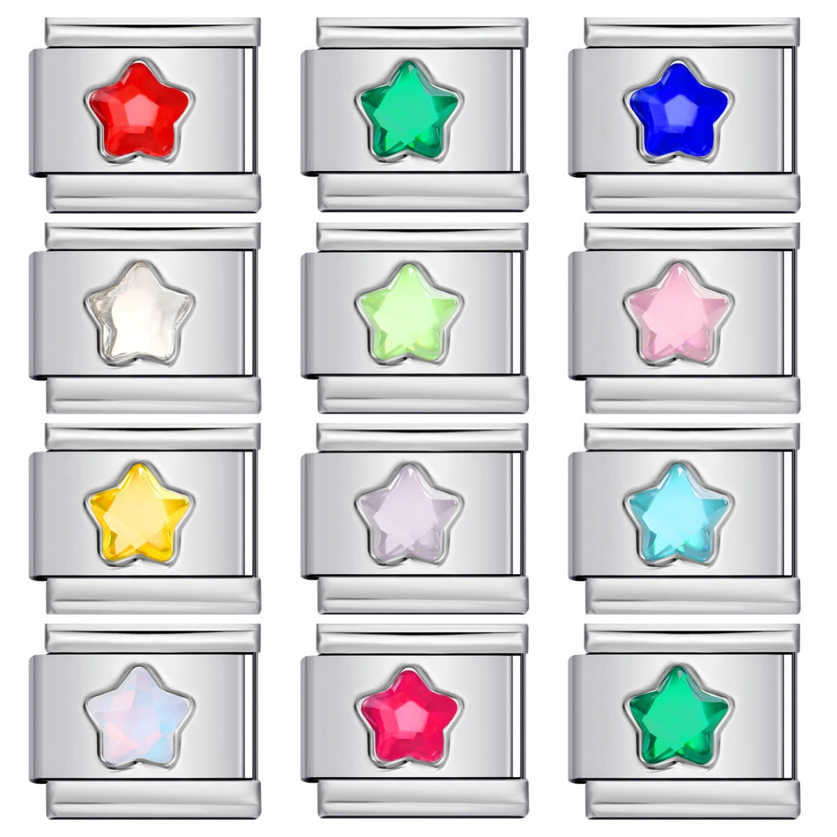 Star Rhinestone Italian Charm Bracelet Charm Stainless Steel Modular Link Jewelry for Women Y2K Gift