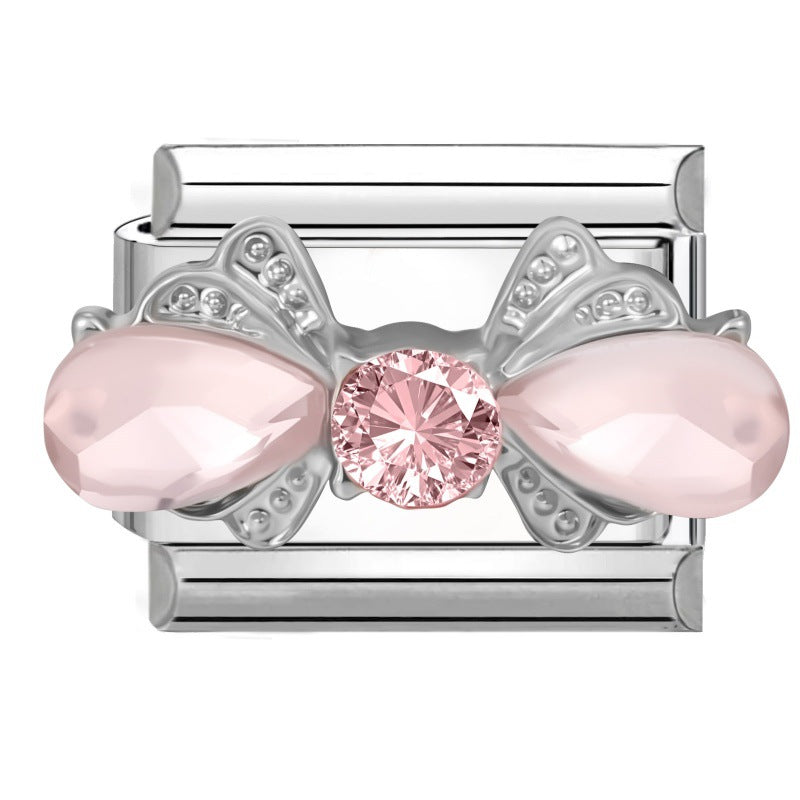Pink Rhinestone Series Italian Charm Links, Interchangeable DIY Charm Links for Italian Bracelet
