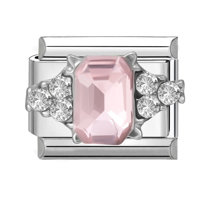 Pink Rhinestone Series Italian Charm Links, Interchangeable DIY Charm Links for Italian Bracelet